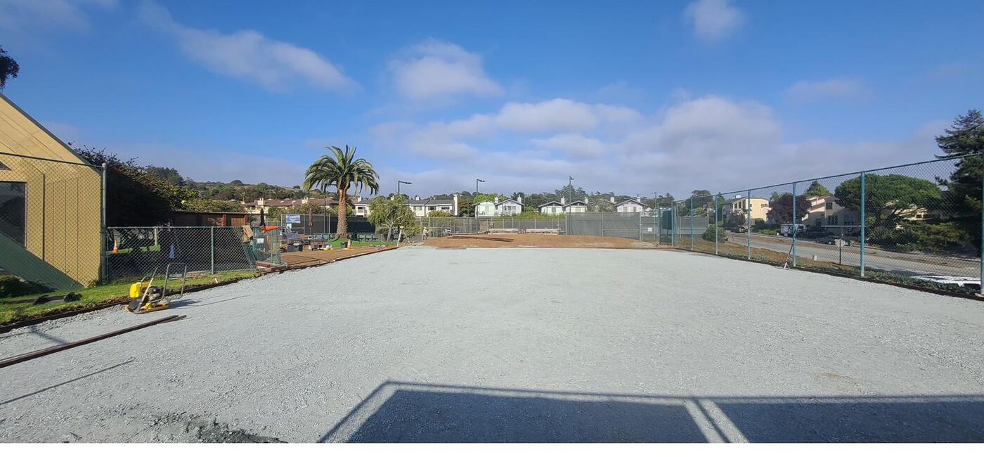 Pickleball court subbase during sitework and drainage phase